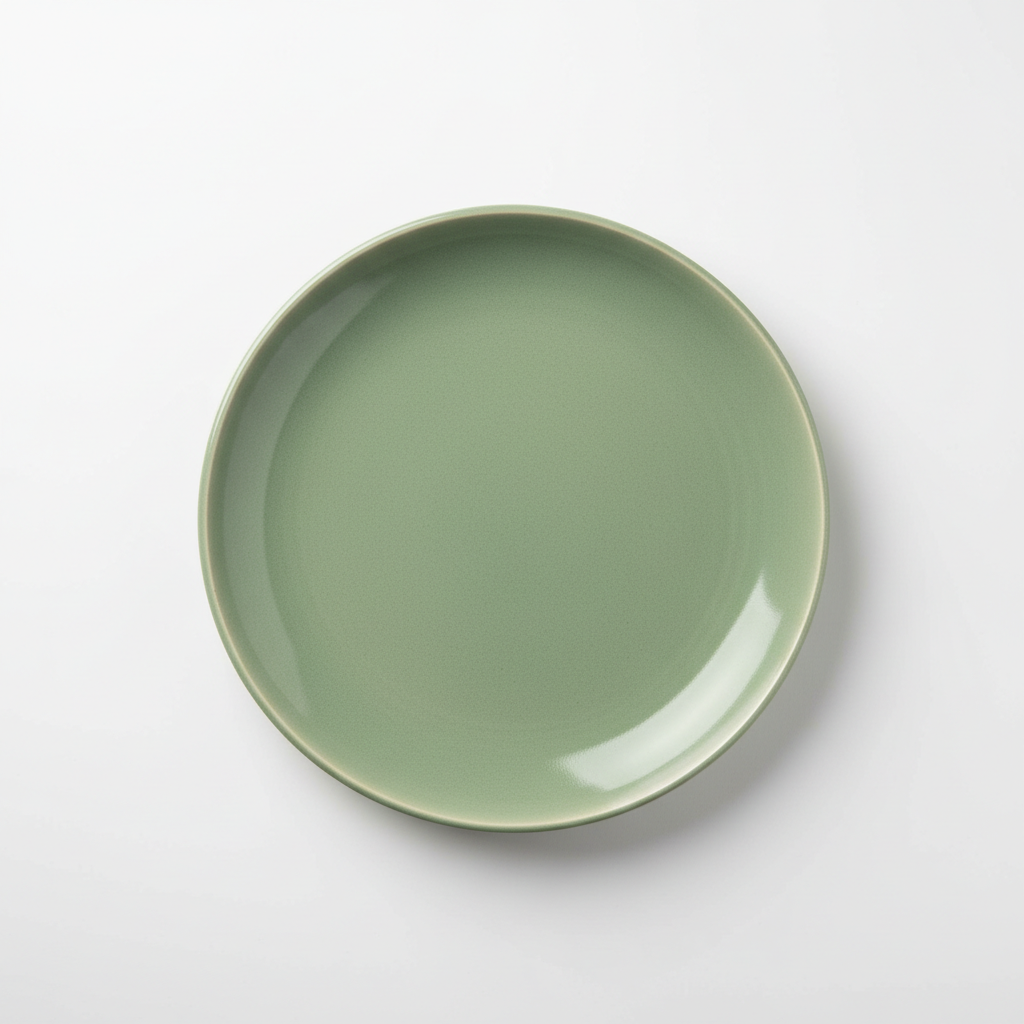 Artisan Handmade Ceramic Dinner Plate - Sage Green Glaze